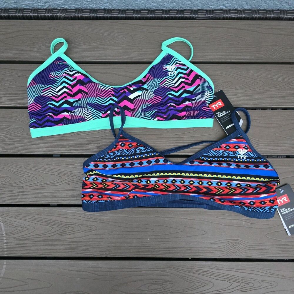 TYR Womens Durafast Trinityfit Workout Bikini Top Bundle Of 2 Sz XL NEW